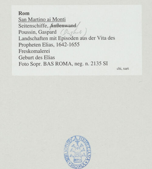 Rückseite von Sopr. BAS ROMA [https://www.deutsche-digitale-bibliothek.de/content/lizenzen/rv-ez/] Landschaften mit Episoden aus der Vita des Propheten EliasGeburt des Elias - Gesamtansicht, bh538312_recto. Foto.