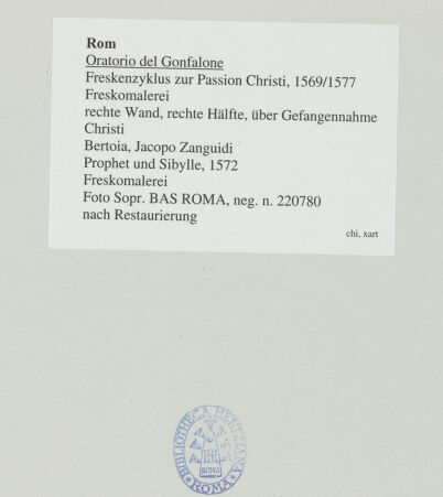 Rückseite von Sopr. BAS ROMA [https://www.deutsche-digitale-bibliothek.de/content/lizenzen/rv-ez/] Freskenzyklus zur Passion ChristiProphet und Sibylle - , bh540599_recto. Foto.