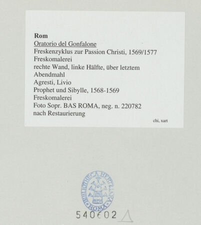 Rückseite von Sopr. BAS ROMA [https://www.deutsche-digitale-bibliothek.de/content/lizenzen/rv-ez/] Freskenzyklus zur Passion ChristiProphet und Sibylle - , bh540602_recto. Foto.