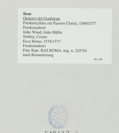 Rückseite von Sopr. BAS ROMA [https://www.deutsche-digitale-bibliothek.de/content/lizenzen/rv-ez/] Freskenzyklus zur Passion ChristiEcce Homo - , bh540612_recto. Foto.
