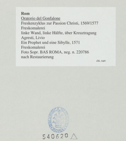 Rückseite von Sopr. BAS ROMA [https://www.deutsche-digitale-bibliothek.de/content/lizenzen/rv-ez/] Freskenzyklus zur Passion ChristiEin Prophet und eine Sibylle - , bh540620_recto. Foto.