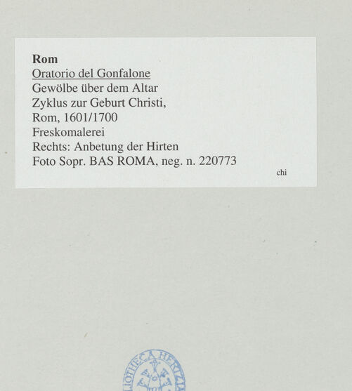 Rückseite von Sopr. BAS ROMA [https://www.deutsche-digitale-bibliothek.de/content/lizenzen/rv-ez/] Zyklus zur Geburt Christi - Rechts: Anbetung der Hirten, bh540644_recto. Foto.