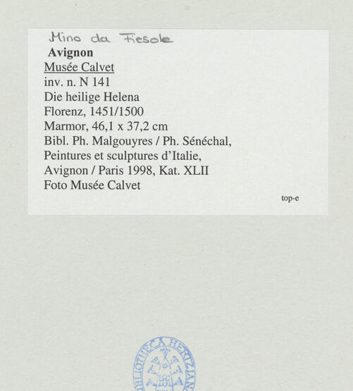 Rückseite von Musée Calvet, Avignon [https://rightsstatements.org/page/CNE/1.0/] Die heilige Helena - , bh540845_recto. Foto.