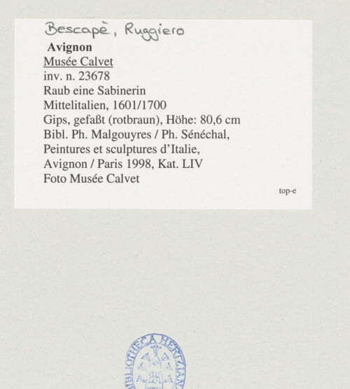 Rückseite von Musée Calvet, Avignon [https://www.deutsche-digitale-bibliothek.de/content/lizenzen/rv-ez/] Raub eine Sabinerin - , bh540932_recto. Foto.