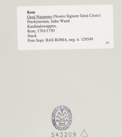 Rückseite von Sopr. BAS ROMA [https://www.deutsche-digitale-bibliothek.de/content/lizenzen/rv-ez/] Kardinalswappen - , bh543209_recto. Foto.