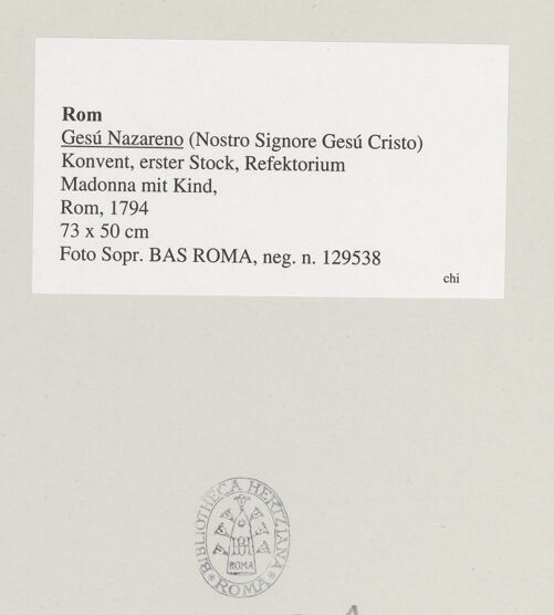 Rückseite von Sopr. BAS ROMA [https://www.deutsche-digitale-bibliothek.de/content/lizenzen/rv-ez/] Madonna mit Kind - , bh543217_recto. Foto.