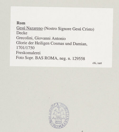 Rückseite von Sopr. BAS ROMA [https://www.deutsche-digitale-bibliothek.de/content/lizenzen/rv-ez/] Glorie der Heiligen Cosmas und Damian - , bh543269_recto. Foto.