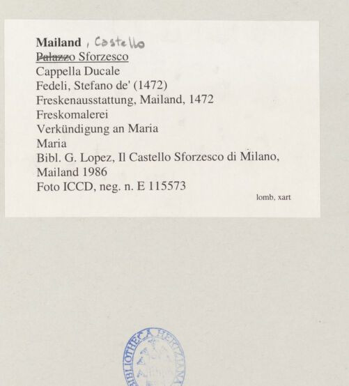 Rückseite von ICCD [https://www.deutsche-digitale-bibliothek.de/content/lizenzen/rv-ez/] FreskenausstattungVerkündigung an Maria - Maria, bh545177_recto. Foto.