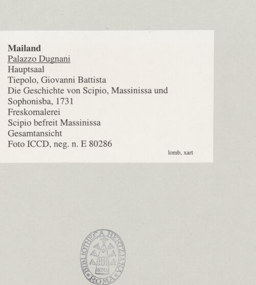 Rückseite von ICCD [https://www.deutsche-digitale-bibliothek.de/content/lizenzen/rv-ez/] Die Geschichte von Scipio, Massinissa und SophonisbaScipio befreit Massinissa - Gesamtansicht, bh545388_recto. Foto.