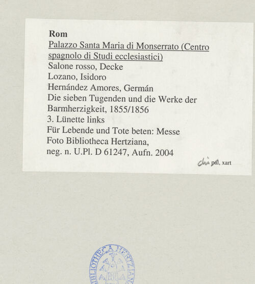 Rückseite von Bibliotheca Hertziana [https://www.deutsche-digitale-bibliothek.de/content/lizenzen/rv-fz/] Die sieben Tugenden und die Werke der BarmherzigkeitFür Lebende und Tote beten: Messe - , bh545551_recto. Foto.