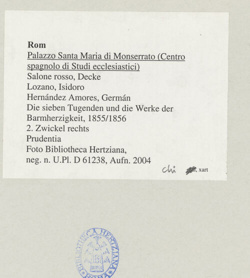 Rückseite von Bibliotheca Hertziana [https://www.deutsche-digitale-bibliothek.de/content/lizenzen/rv-fz/] Die sieben Tugenden und die Werke der BarmherzigkeitPrudentia - , bh545565_recto. Foto.