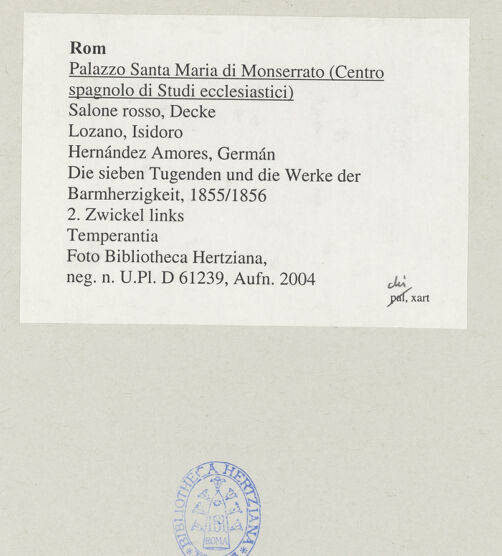 Rückseite von Bibliotheca Hertziana [https://www.deutsche-digitale-bibliothek.de/content/lizenzen/rv-fz/] Die sieben Tugenden und die Werke der BarmherzigkeitTemperantia - , bh545566_recto. Foto.