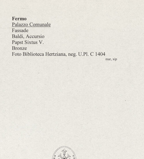 Rückseite von Bibliotheca Hertziana [https://www.deutsche-digitale-bibliothek.de/content/lizenzen/rv-fz/] Papst Sixtus V. - , bh551041_recto. Foto.