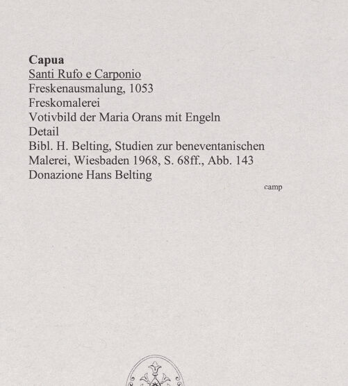 Rückseite von unbekannt [https://www.deutsche-digitale-bibliothek.de/content/lizenzen/rv-fz/] Votivbild der Maria Orans mit Engeln - Detail, bh551241_recto. Foto.