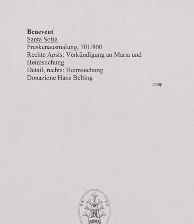 Rückseite von unbekannt [https://www.deutsche-digitale-bibliothek.de/content/lizenzen/rv-ez/] Szenen aus den Geburtsgeschichten Johannes' des Täufers und Jesu sowie Fragmente weiterer FreskenRechte Seitenapsis: Verkündigung an Maria und Heimsuchung - Detail, rechts: Heimsuchung, bh556289_recto. Foto.