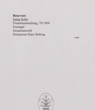 Rückseite von unbekannt [https://www.deutsche-digitale-bibliothek.de/content/lizenzen/rv-ez/] Szenen aus den Geburtsgeschichten Johannes' des Täufers und Jesu sowie Fragmente weiterer FreskenLinke Seitenapsis: Verkündigung an Zacharias und Stummheit des Hohepriesters - Erzengel, bh556290_recto. Foto.