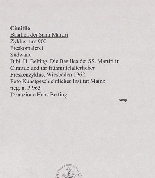 Rückseite von Kunstgeschichtliches Institut Mainz [https://www.deutsche-digitale-bibliothek.de/content/lizenzen/rv-ez/] FreskenzyklusHeilige und Wanddekoration - Gesamtansicht, bh556399_recto. Foto.