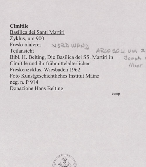 Rückseite von Kunstgeschichtliches Institut Mainz [https://www.deutsche-digitale-bibliothek.de/content/lizenzen/rv-ez/] Jonas wird ins Meer geworfen - Gesamtansicht, bh556413_recto. Foto.