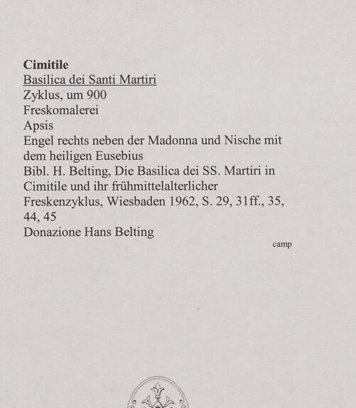 Rückseite von unbekannt [https://www.deutsche-digitale-bibliothek.de/content/lizenzen/rv-ez/] FreskenzyklusApsis und Stirnwand (Pantokrator, Madonna und Engel) - Engel zur Rechten der Madonna und Nische mit dem heiligen Eusebius, bh556424_recto. Foto.