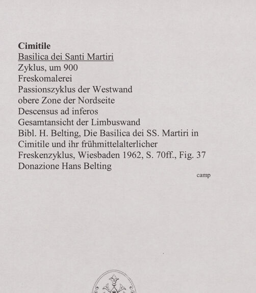 Rückseite von unbekannt [https://www.deutsche-digitale-bibliothek.de/content/lizenzen/rv-ez/] FreskenzyklusPassionszyklus (Westwand und oberer Teil der Nordwand)Descensus ad inferos (die Höllenfahrt Christi) - Gesamtansicht der Limbuswand, bh556435_recto. Foto.