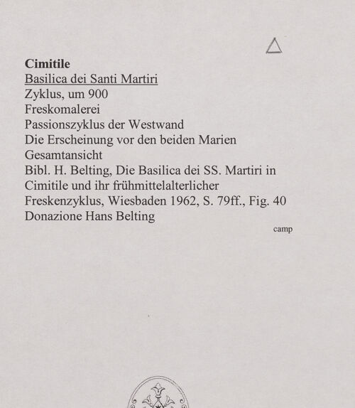 Rückseite von unbekannt [https://www.deutsche-digitale-bibliothek.de/content/lizenzen/rv-ez/] FreskenzyklusPassionszyklus (Westwand und oberer Teil der Nordwand)Die Erscheinung vor den beiden Marien - Gesamtansicht, bh556441_recto. Foto.