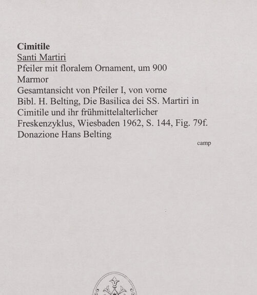 Rückseite von unbekannt [https://www.deutsche-digitale-bibliothek.de/content/lizenzen/rv-ez/] Pfeiler mit floralem Ornament - Gesamtansicht von Pfeiler I, von vorne, bh556476_recto. Foto.