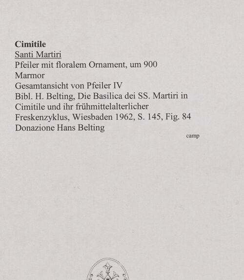 Rückseite von unbekannt [https://www.deutsche-digitale-bibliothek.de/content/lizenzen/rv-ez/] Pfeiler mit floralem Ornament - Gesamtansicht von Pfeiler IV, bh556478_recto. Foto.