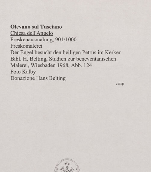 Rückseite von Kalby [https://www.deutsche-digitale-bibliothek.de/content/lizenzen/rv-ez/] Freskenausmalung - Der Engel besucht den heiligen Petrus im Kerker, bh556482_recto. Foto.