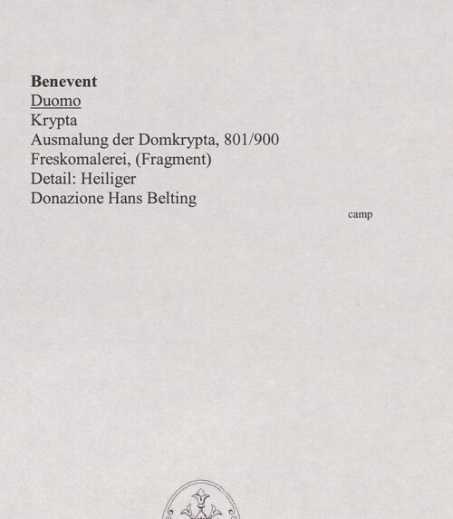 Rückseite von unbekannt [https://www.deutsche-digitale-bibliothek.de/content/lizenzen/rv-fz/] Ausmalung der DomkryptaHeiliger - Detail: Heiliger, bh556485_recto. Foto.