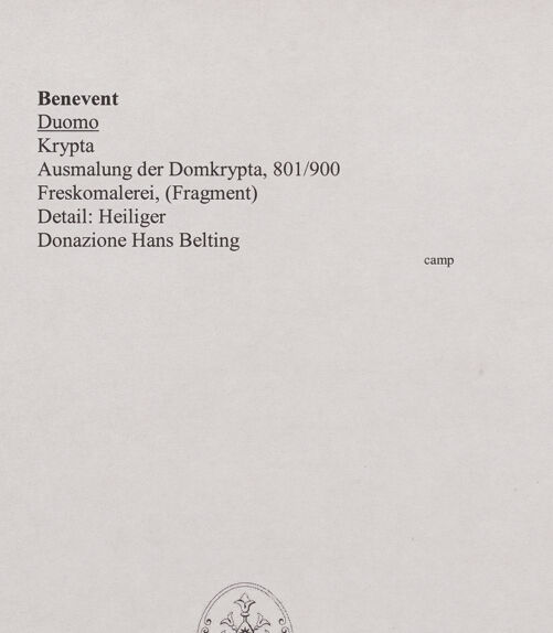 Rückseite von unbekannt [https://www.deutsche-digitale-bibliothek.de/content/lizenzen/rv-fz/] Ausmalung der DomkryptaHeiliger - Detail: Heiliger, bh556486_recto. Foto.