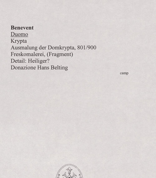 Rückseite von unbekannt [https://www.deutsche-digitale-bibliothek.de/content/lizenzen/rv-fz/] Ausmalung der DomkryptaSzenen mit Heiligen - Detail: Heiliger, bh556489_recto. Foto.