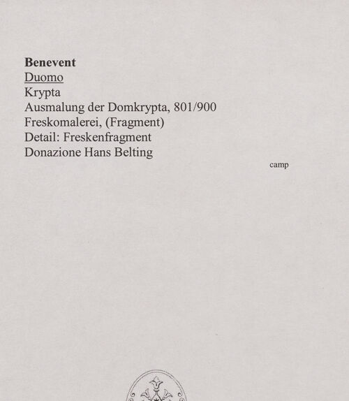 Rückseite von unbekannt [https://www.deutsche-digitale-bibliothek.de/content/lizenzen/rv-fz/] Ausmalung der DomkryptaFreskenfragment - Detail: Freskenfragment, bh556493_recto. Foto.