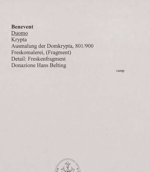 Rückseite von unbekannt [https://www.deutsche-digitale-bibliothek.de/content/lizenzen/rv-fz/] Ausmalung der DomkryptaFreskenfragment - Detail: Freskenfragment, bh556494_recto. Foto.