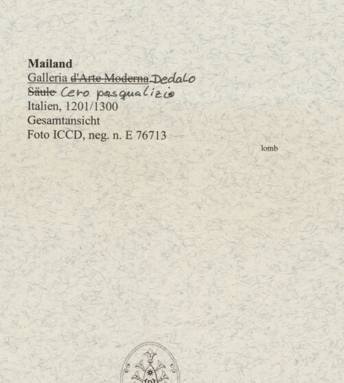 Rückseite von ICCD [https://rightsstatements.org/page/CNE/1.0/] Osterleuchter - Gesamtansicht, bh556564_recto. Foto.