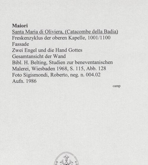 Rückseite von Sigismondi, Roberto [http://creativecommons.org/licenses/by-nc-sa/4.0/] Hand Gottes und zwei Engel - Gesamtansicht der Wand (nach der Restaurierung), bh556745_recto. Foto: Sigismondi, Roberto.
