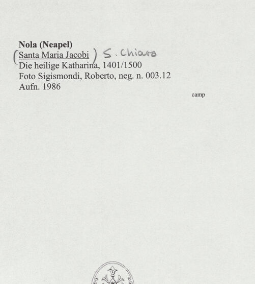 Rückseite von Sigismondi, Roberto [http://creativecommons.org/licenses/by-nc-sa/4.0/] Heilige Katharina - Detail, bh556763_recto. Foto: Sigismondi, Roberto.