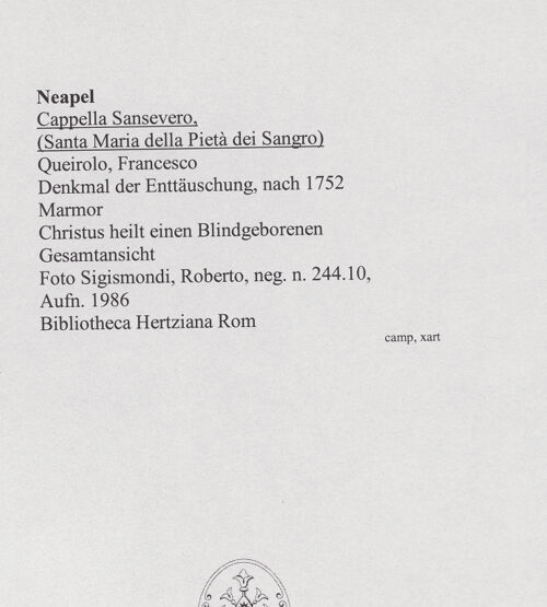 Rückseite von Sigismondi, Roberto [http://creativecommons.org/licenses/by-nc-sa/4.0/] Allegorie der Ernüchterung (Disinganno)Christus heilt einen Blindgeborenen - Gesamtansicht, bh559018_recto. Foto: Sigismondi, Roberto.