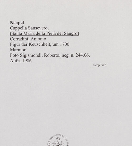 Rückseite von Sigismondi, Roberto [http://creativecommons.org/licenses/by-nc-sa/4.0/] Allegorie der KeuschheitKeuschheit - Gesamtansicht, bh559077_recto. Foto: Sigismondi, Roberto.