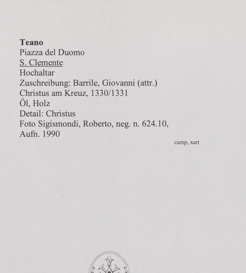 Rückseite von Sigismondi, Roberto [http://creativecommons.org/licenses/by-nc-sa/4.0/] Christus am Kreuz - Detail: Christus, bh559543_recto. Foto: Sigismondi, Roberto.