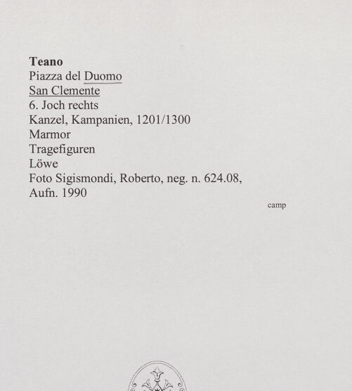 Rückseite von Sigismondi, Roberto [http://creativecommons.org/licenses/by-nc-sa/4.0/] KanzelSäulen und Tragfiguren - Löwe, bh559548_recto. Foto: Sigismondi, Roberto.