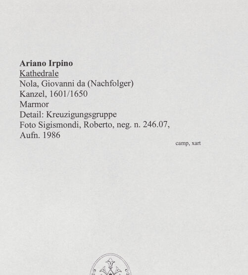 Rückseite von Sigismondi, Roberto [http://creativecommons.org/licenses/by-nc-sa/4.0/] Kreuzigung - Teilansicht, bh559604_recto. Foto: Sigismondi, Roberto.