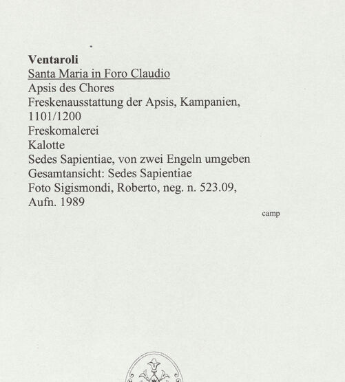 Rückseite von Sigismondi, Roberto [http://creativecommons.org/licenses/by-nc-sa/4.0/] Thronende Madonna mit Engel und den ApostelMadonna zwischen den erzengeln Gabriel und Raphael - Madonna, bh559619_recto. Foto: Sigismondi, Roberto.