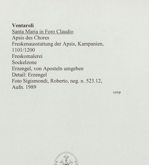 Rückseite von Sigismondi, Roberto [http://creativecommons.org/licenses/by-nc-sa/4.0/] Thronende Madonna mit Engel und den ApostelErzengel Michael, von Aposteln umgeben - Erzengel Michael zwischen den Apostel, bh559622_recto. Foto: Sigismondi, Roberto.