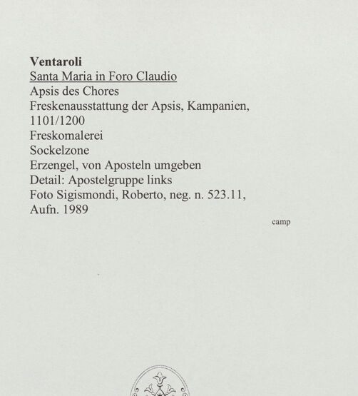 Rückseite von Sigismondi, Roberto [http://creativecommons.org/licenses/by-nc-sa/4.0/] Thronende Madonna mit Engel und den ApostelErzengel Michael, von Aposteln umgeben - Apostel links, bh559623_recto. Foto: Sigismondi, Roberto.