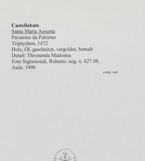 Rückseite von Sigismondi, Roberto [http://creativecommons.org/licenses/by-nc-sa/4.0/] TriptychonThronende Madonna - Detail, bh559627_recto. Foto: Sigismondi, Roberto.