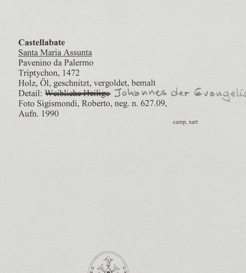 Rückseite von Sigismondi, Roberto [http://creativecommons.org/licenses/by-nc-sa/4.0/] TriptychonJohannes der Evangelist - Detail, bh559629_recto. Foto: Sigismondi, Roberto.