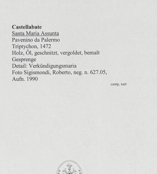 Rückseite von Sigismondi, Roberto [http://creativecommons.org/licenses/by-nc-sa/4.0/] TriptychonGesprenge - Verkündigungsmaria, bh559631_recto. Foto: Sigismondi, Roberto.