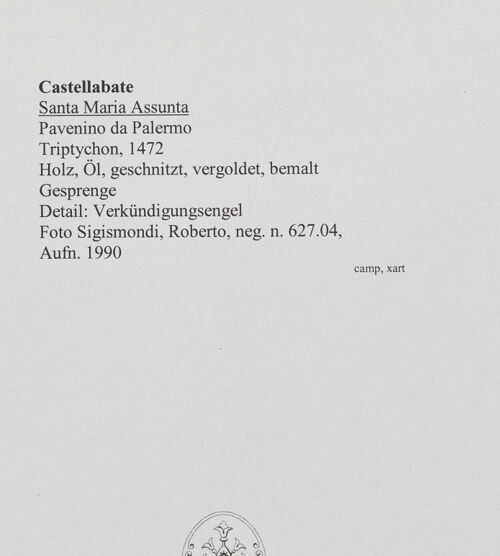 Rückseite von Sigismondi, Roberto [http://creativecommons.org/licenses/by-nc-sa/4.0/] TriptychonGesprenge - Verkündigungsengel, bh559632_recto. Foto: Sigismondi, Roberto.