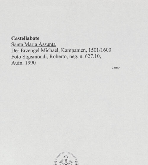 Rückseite von Sigismondi, Roberto [http://creativecommons.org/licenses/by-nc-sa/4.0/] Erzengel Michael - Gesamtansicht, bh559633_recto. Foto: Sigismondi, Roberto.