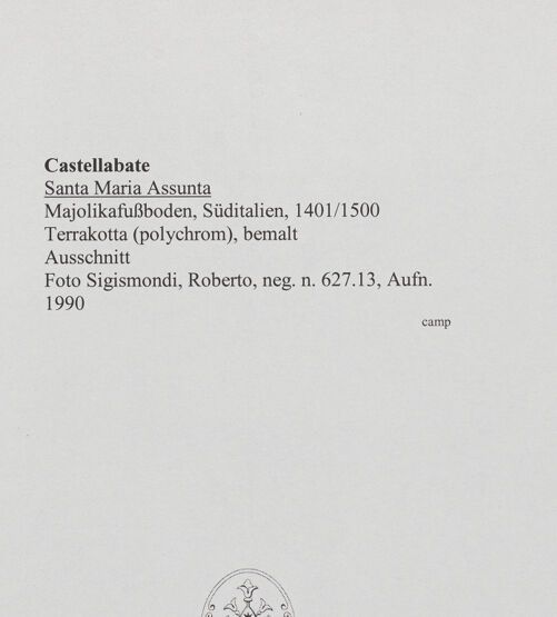 Rückseite von Sigismondi, Roberto [http://creativecommons.org/licenses/by-nc-sa/4.0/] Majolikafußboden - Ausschnitt, bh559637_recto. Foto: Sigismondi, Roberto.